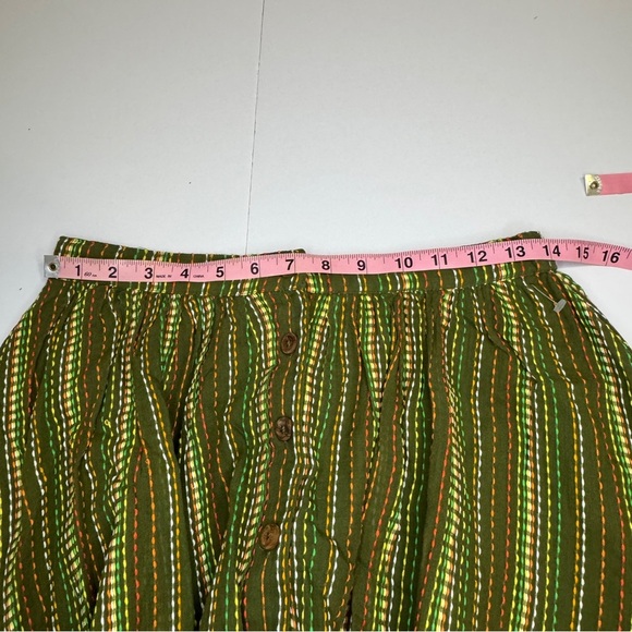 Namchi Bliss Urban Outfitters Green Boho Mini Skirt M | Button Front Cotton NWOT - Picture 3 of 7